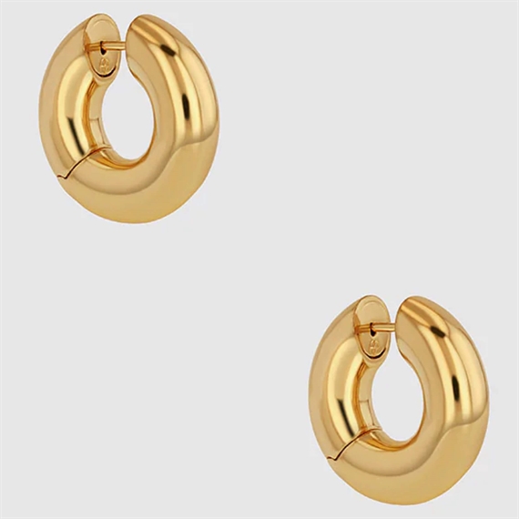 Anine Bing One Small Bold Link Hoops, Guld